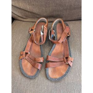 Teva Women's Brown Leather Ysidro Rugged Wedge Sandals Size 11
